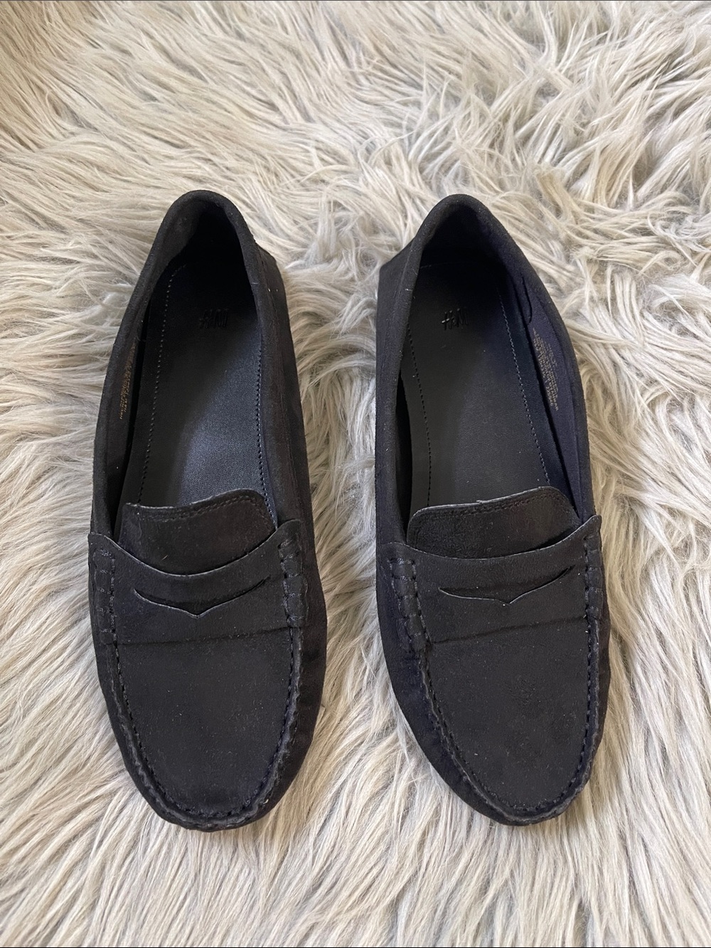 H&M Black Suede Penny Loafers - Women's Slip-On Flats